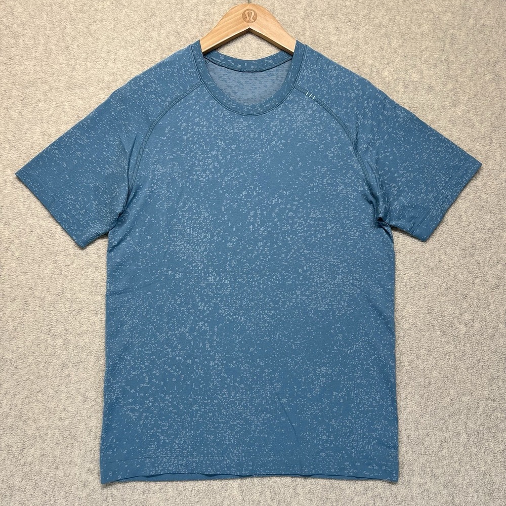 Lululemon Metal Vent Tech Short Sleeve Shirt Mens Large Blue Heather Training